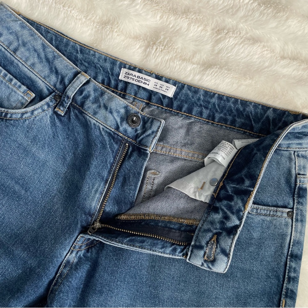 Zara Basic Z1975 Denim Sequin Patch Work Jeans Si… - image 7